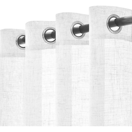 Tenda Simply Effetto Lino 140x300 cm Bianco - Tinta Unita Semitrasparente - Poliestere con Anelli - Stile Moderno